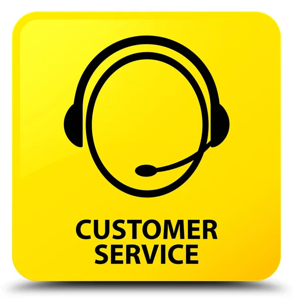 Πελάτης υπηρεσία (εικονίδιο φροντίδα πελατών) κίτρινο τετράγωνο κουμπί — Φωτογραφία Αρχείου