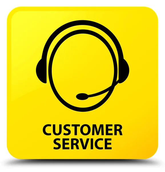 Servicio al cliente (icono de atención al cliente) botón cuadrado amarillo — Foto de Stock