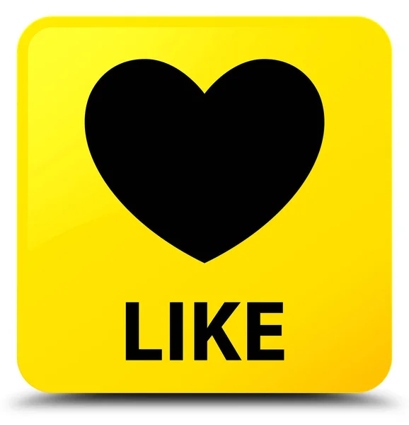 Like (heart icon) yellow square button — Stock Photo, Image