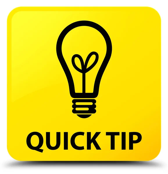 Quick tip (bulb icon) yellow square button — Stock Photo, Image