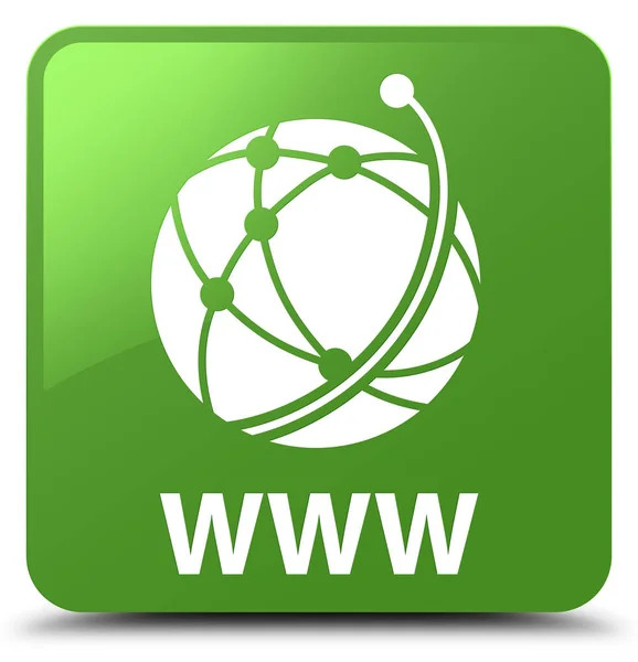 WWW (global network icon) soft green square button — Stock Photo, Image