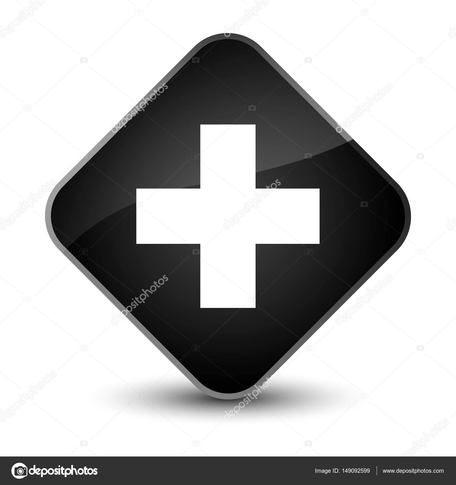 Plus icono elegante botón de diamante negro — Foto de stock #149092599 ...