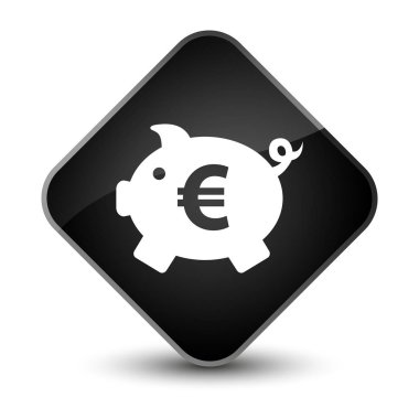 Kumbara euro işareti simgesi zarif siyah elmas düğmesi