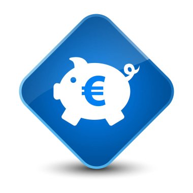 Kumbara euro işareti simgesi zarif mavi elmas düğmesi