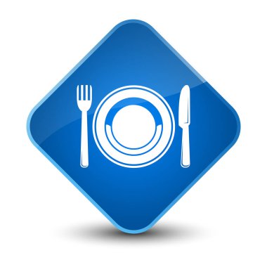 Gıda plaka simgesi zarif mavi elmas düğmesini