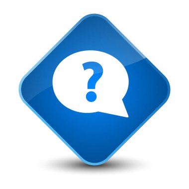 Soru işareti kabarcık kutsal kişilerin resmi zarif mavi elmas düğme