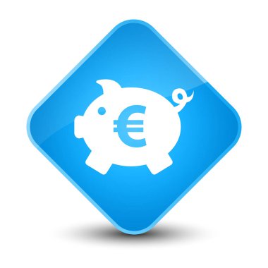 Kumbara euro işareti simgesi zarif camgöbeği mavi elmas düğmesi