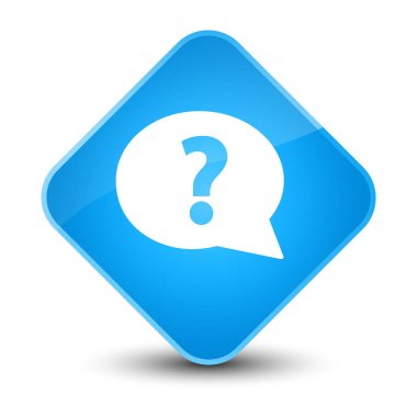 Soru işareti kabarcık kutsal kişilerin resmi zarif camgöbeği mavi elmas düğme