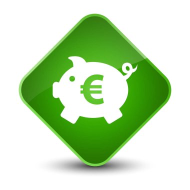 Kumbara euro işareti simgesi zarif yeşil elmas düğmesi