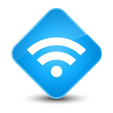 WiFi kutsal kişilerin resmi zarif camgöbeği mavi elmas düğme
