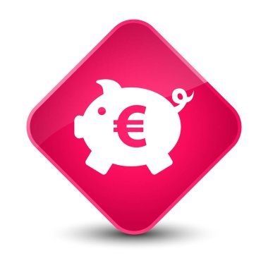 Kumbara euro işareti simgesi zarif pembe elmas düğmesi