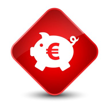 Kumbara euro işareti simgesi zarif kırmızı elmas düğmesi