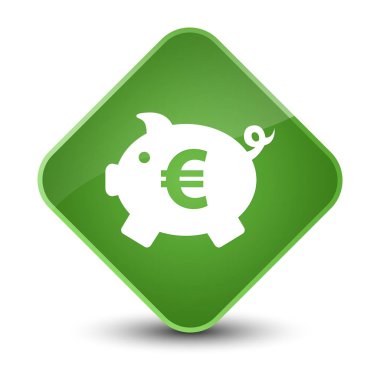 Kumbara euro işareti simgesi zarif yumuşak yeşil elmas düğmesi