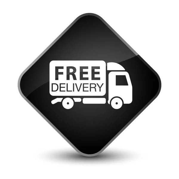 Ícone de caminhão de entrega gratuita elegante botão de diamante preto — Fotografia de Stock