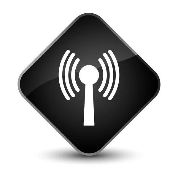 Wlan network icon elegant black diamond button — Stock Photo, Image