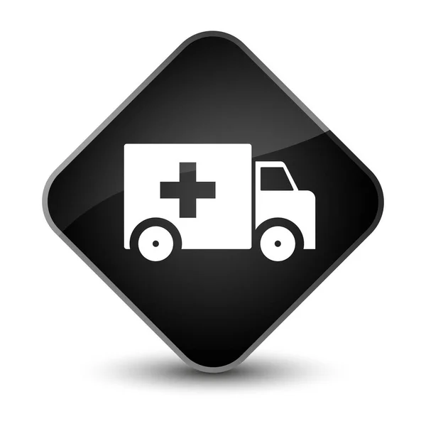 Ambulance icon elegant black diamond button — Stock Photo, Image