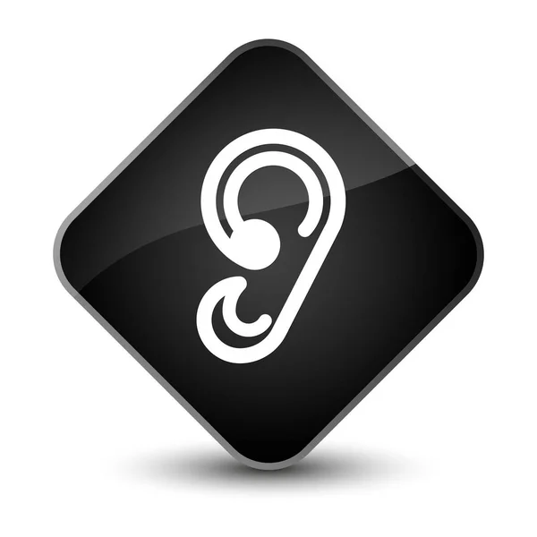 耳アイコン エレガントなブラック ダイヤモンド ボタン — ストック写真