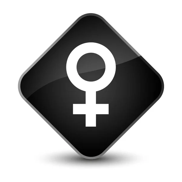 女性符号图标典雅的黑色钻石按钮 — 图库照片