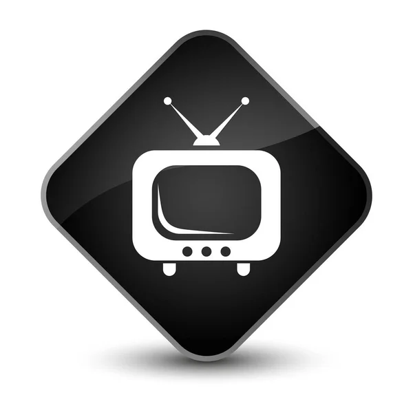 Icono de la TV elegante botón de diamante negro —  Fotos de Stock