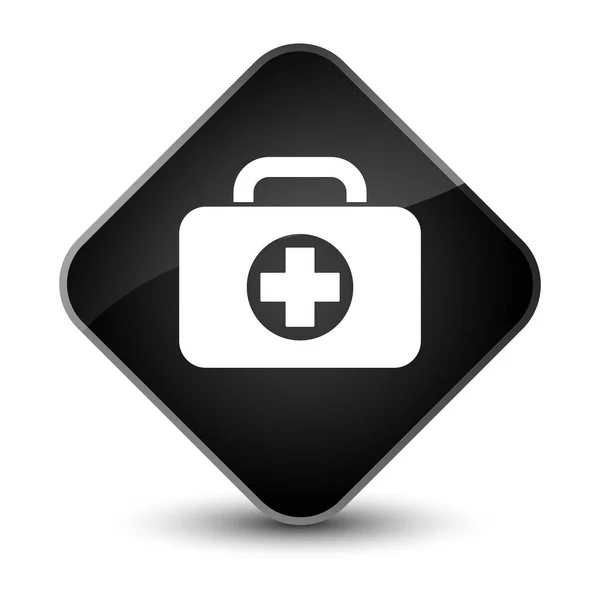 First aid kit bag icon elegant black diamond button — Stock Photo, Image