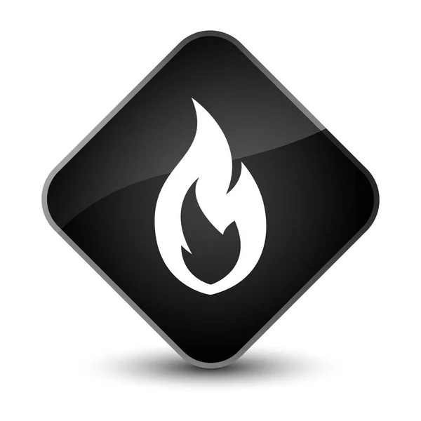 Ogień Płomień ikony przycisku elegancki czarny diament — Zdjęcie stockowe