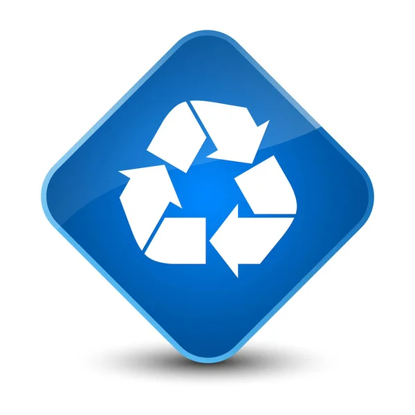 Ícone de reciclagem elegante botão de diamante azul — Fotografia de Stock