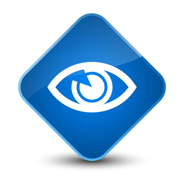 Ícone do olho elegante botão de diamante azul — Fotografia de Stock