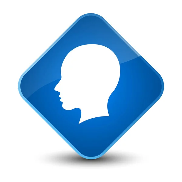 Κεφάλι γυναικείο πρόσωπο εικονίδιο κομψό μπλε διαμάντι κουμπί — Φωτογραφία Αρχείου