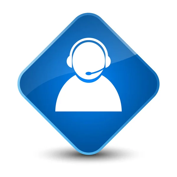Customer care icon elegant blue diamond button — Stock Photo, Image