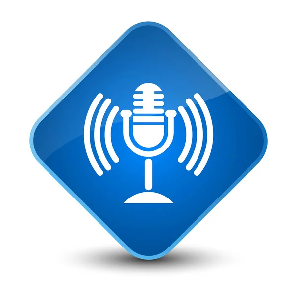 Ícone microfone elegante botão de diamante azul — Fotografia de Stock