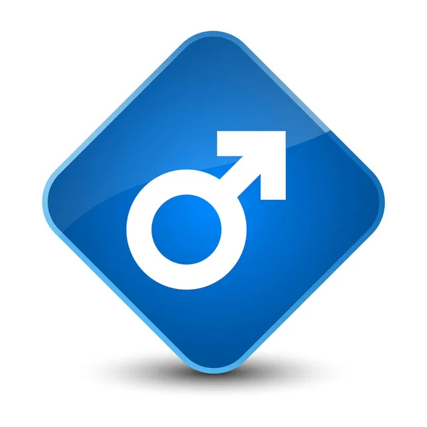 Ícone de sinal masculino elegante botão diamante azul — Fotografia de Stock