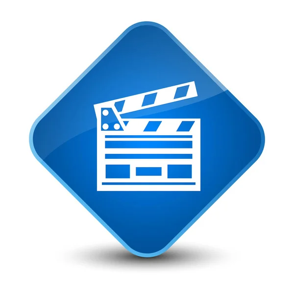 Ícone clipe de cinema elegante botão de diamante azul — Fotografia de Stock