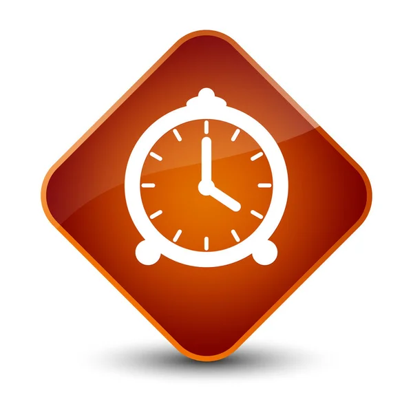 Ícone do relógio de alarme elegante botão de diamante marrom — Fotografia de Stock