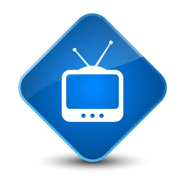 Icono de la TV elegante botón de diamante azul —  Fotos de Stock