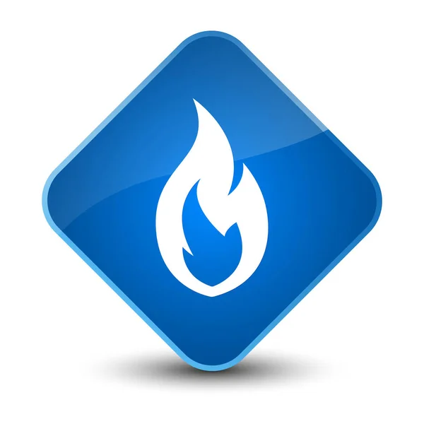 Fuego llama icono elegante botón de diamante azul —  Fotos de Stock