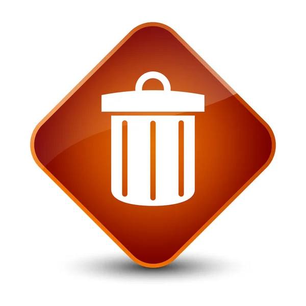 Recycle bin icon elegant brown diamond button — Stock Photo, Image