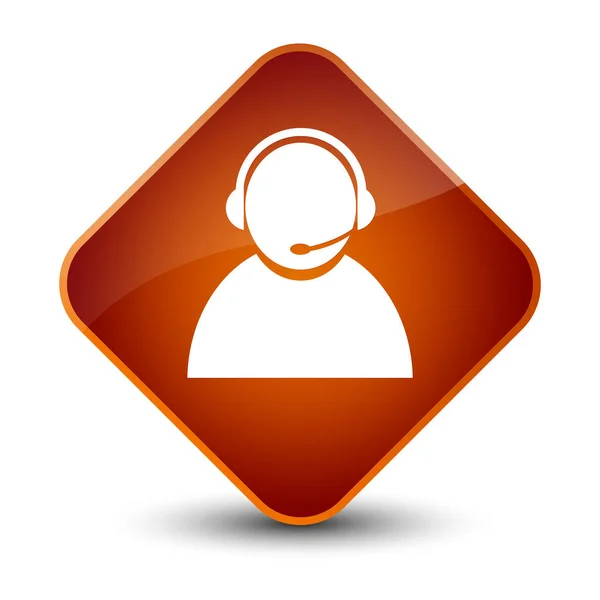 Customer care icon elegant brown diamond button — Stock Photo, Image