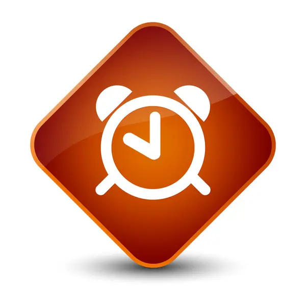 Alarm clock icon elegant brown diamond button — Stock Photo, Image