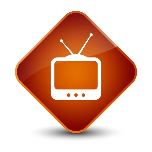 Przycisk elegancki brązowy diament ikona TV — Zdjęcie stockowe
