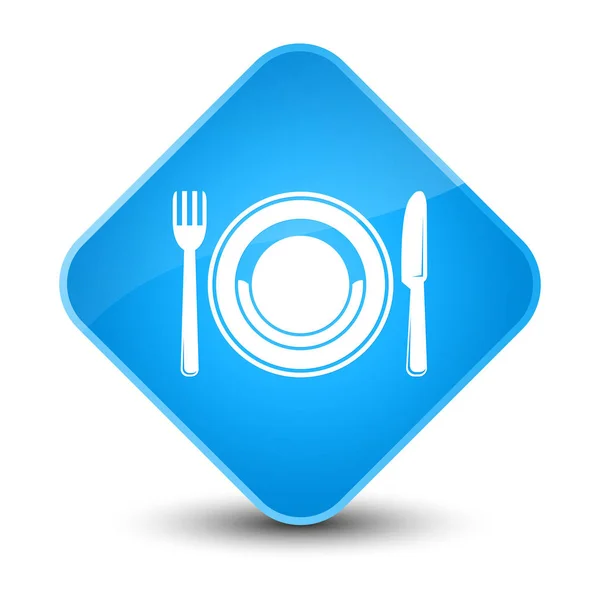 Food plate icon elegant cyan blue diamond button — Stock Photo, Image