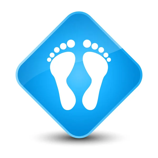Footprint icon elegant cyan blue diamond button — Stock Photo, Image