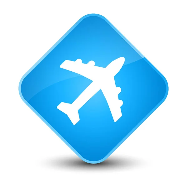 Plane icon elegant cyan blue diamond button — Stock Photo, Image