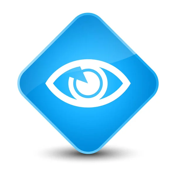 Icono del ojo elegante botón de diamante azul cian — Foto de Stock