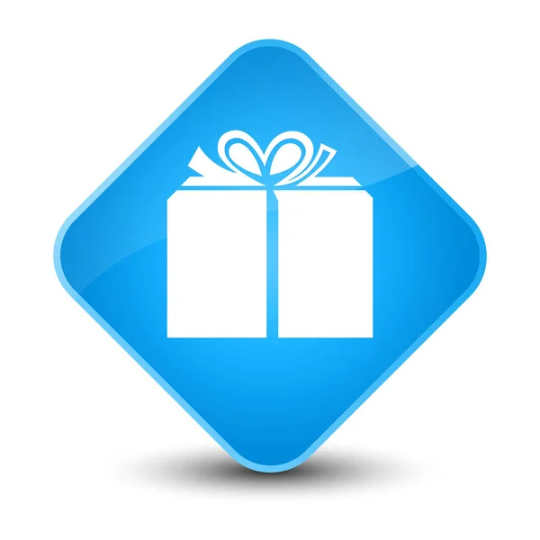 Gift box icon elegant cyan blue diamond button — Stock Photo, Image