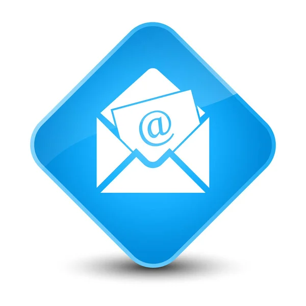 Newsletter ícone de e-mail elegante botão de diamante azul ciano — Fotografia de Stock