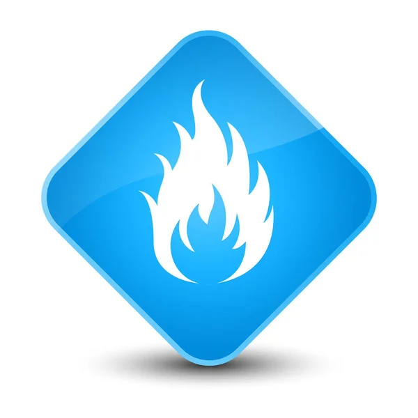 Tűz ikon elegáns, cián kék gyémánt gombot — Stock Fotó