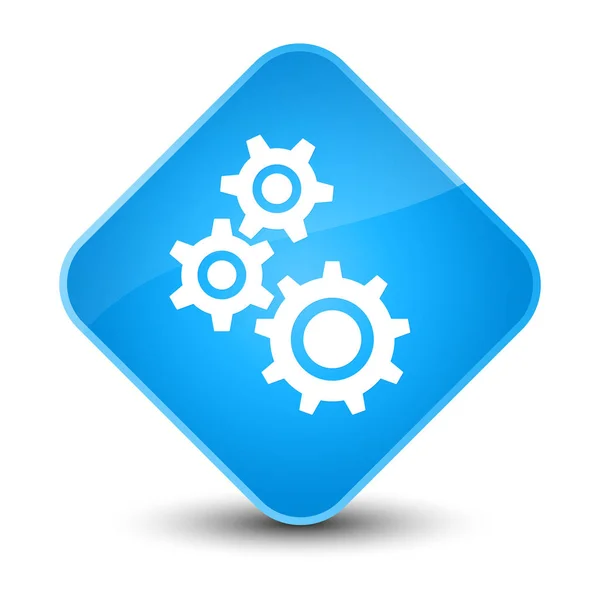 Gears icon elegant cyan blue diamond button — Stock Photo, Image