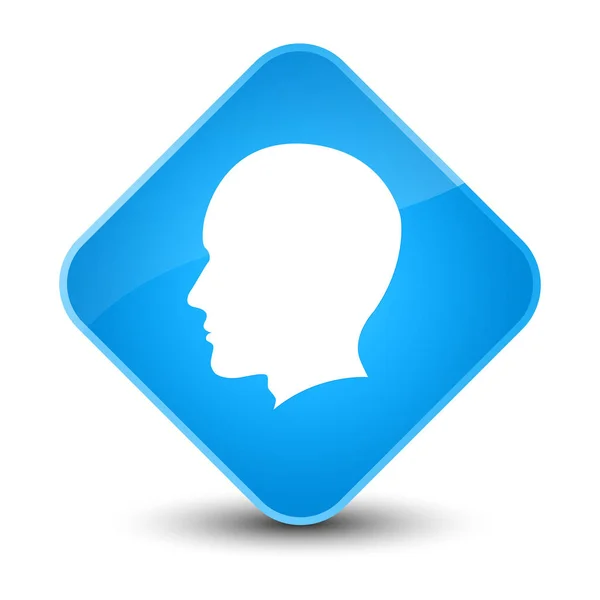 Κεφάλι ανδρικό πρόσωπο εικονίδιο κομψό κυανό μπλε διαμάντι κουμπί — Φωτογραφία Αρχείου