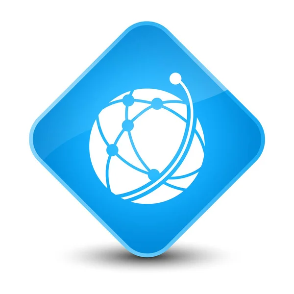 Knoop van het wereldwijde netwerk pictogram elegante cyaan blauwe diamant — Stockfoto