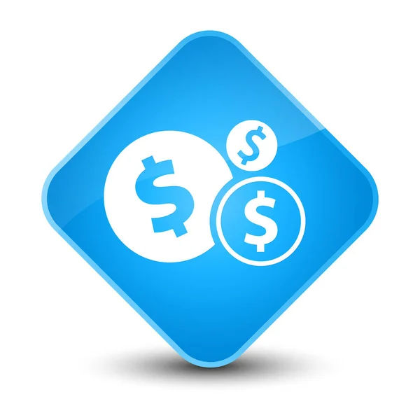 Finanzas símbolo del dólar icono elegante botón de diamante azul cian —  Fotos de Stock
